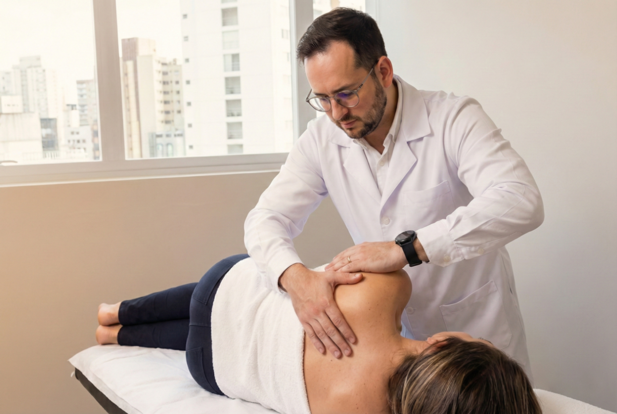 Fisioterapeuta em atendimento